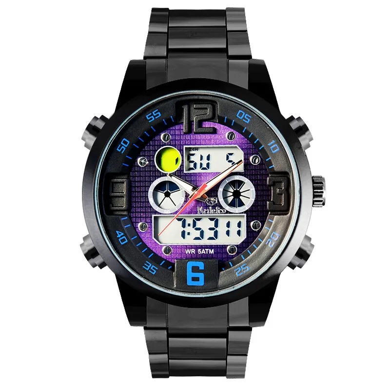 New 2015 Fashion Watch Man Luxuri Brand Full Steel Watch Quartz Digit Sports Watches LED Electronic Multifunctional Wristwatch