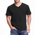 OEM ODM China Clothes Manufacturer Custom Men Summer Short Sleeve V Neck Blank T shirt in black color