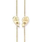14k gold plated diamond flower broken heart best friend bracelet