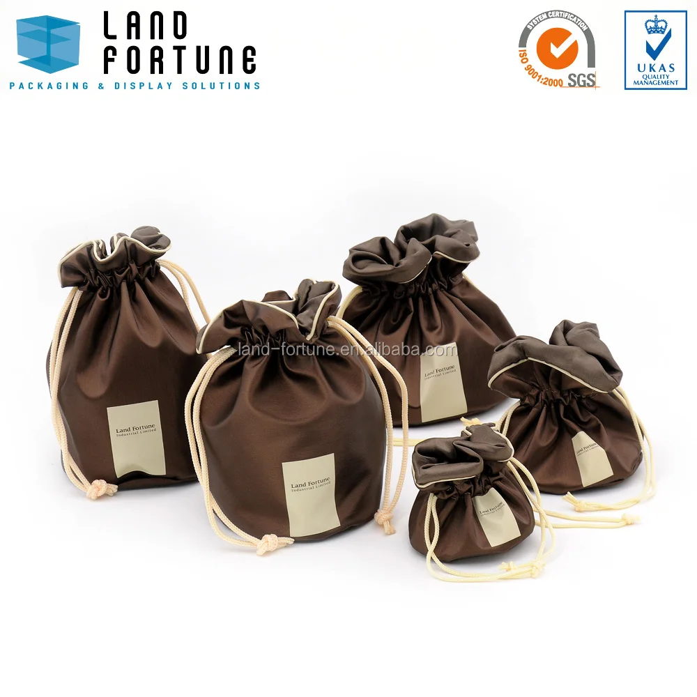 brown pu leatherette drawstring pouch gift bags jewelry storage