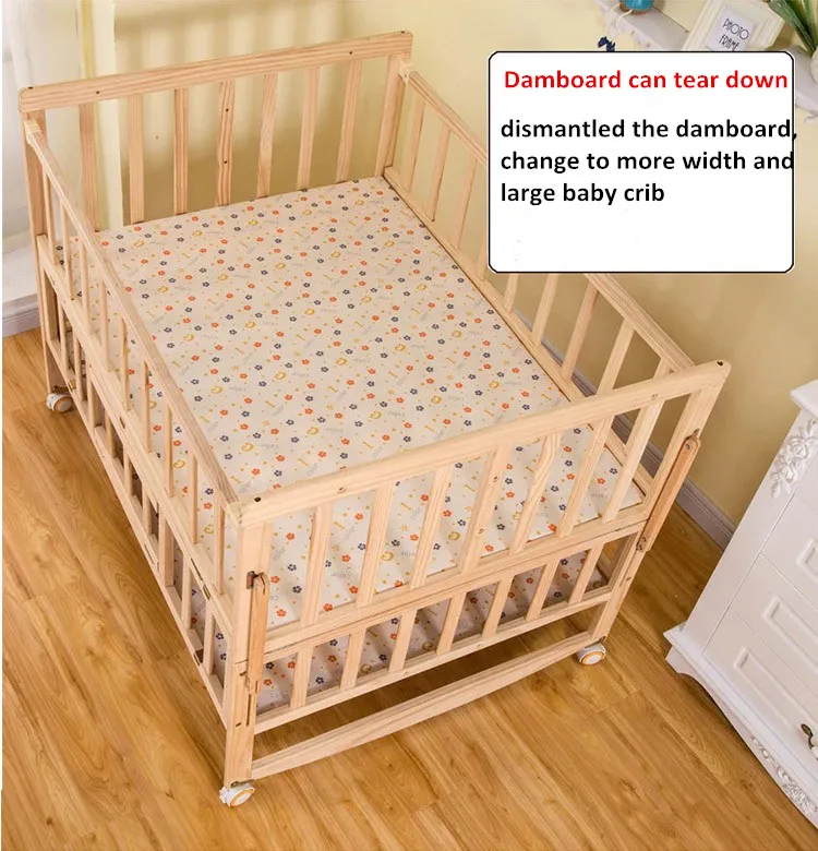 2018 Newest Wooden Baby Twin Cot Bed With Mosquito Net And