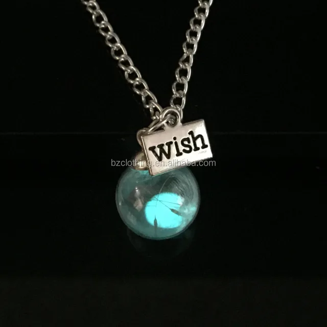 dark glow birthday gift light charm necklace silver crystal b