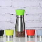 Glass spice jar pepper grinder/pepper mill with colorful top metal coat