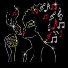 Beautiful Afro Girl Woman Singing The Blues Rhinestone Iron on T Shirt Transfer
