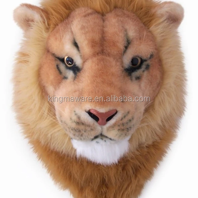 <strong>realistic</strong> plush lion head /plush animal head wall decoration