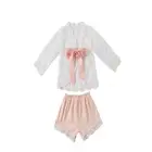 High quality baby girls outfits flower embroidered clothes shirt tops short two-pieces outfit kids clothing set