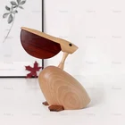 Nordic style solid wood pelican ornament crafts decoration wooden animal and figurines for home and living room decor