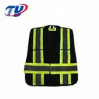 Mesh Construction Safety Vest Black With Pockets