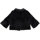 Wholesale fashionable black rabbit fur sheared stripe woven winter coat for lady