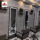 rectangle 4 sided led salon mirror station led beauty hair salon wall mounted mirrors for sale