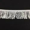 macrame lace trim supplier white chainette tassel loops silk viscose rayon fringe trimming