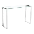 promotional clear glass top mirror chromed leg living room console table hall table