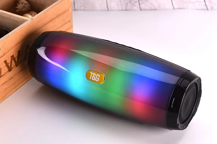 TG 165 Portable Bluetooth Speaker Stereo Leather Column 5 Flash Style LED Subwoofer Wireless Outdoor Music BoxFM Radio TF - ANKUX.COM