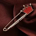Women Fashion Rhinestone Crystal Golden Safety Crown Pin Jewelry Brooch Breastpin