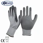 NMSAFETY 13G Nylon and HPPE and Glassfiber liner coated pu cut resistant level 5 working gloves