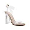 clear ankle buckle strap block high heel sandals for women