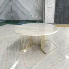 Modern round 100% natural stone marble top dining table