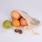 2019 hot sale 100% organic eco friendly storage vegetable and fruit cotton mesh drawstring net bag for shopping