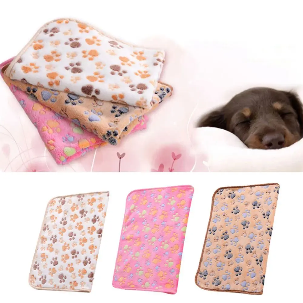 Pet mats thick blanket Cat Dog Puppy Kitten Warm Waterproof Fleece Soft Blanket Bed Mat Paw Print New