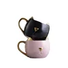 420ml Round Big Belly phnom penh gold handle 3d cat office cup Tea milk Ceramic coffee mug