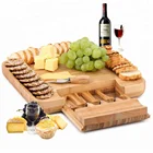 Charcuterie board large extra,bamboo cheese cutting board and cutlery knife set