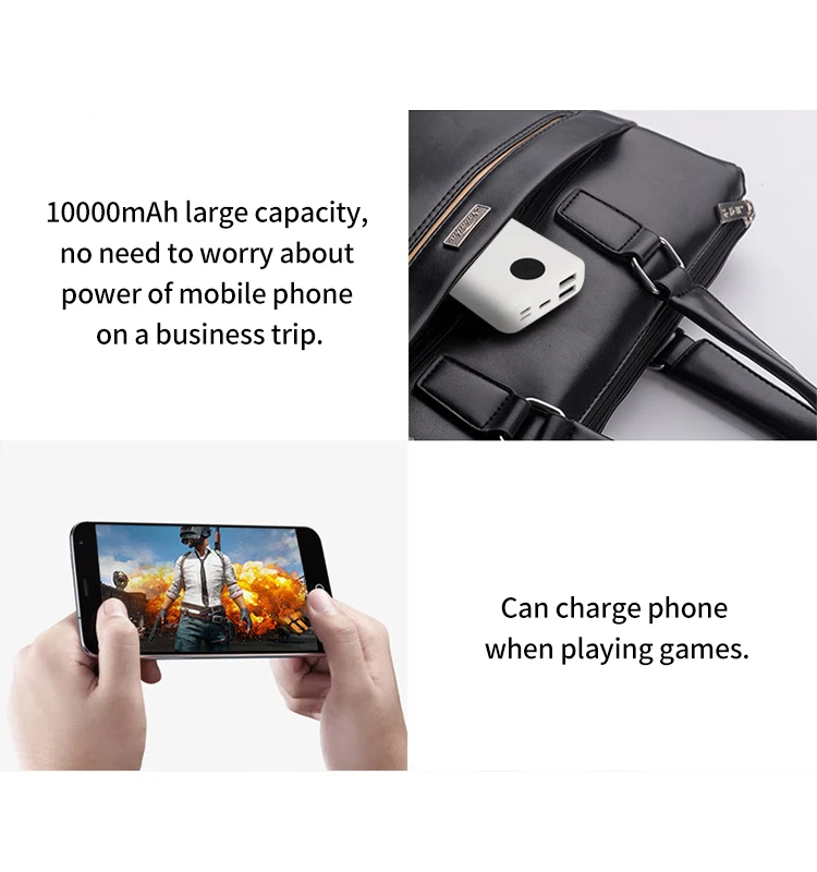 portable mini power bank 10000 mah with 2 usb mobile charger