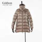 Famous brand logo high collar seamless down parka jacket for women