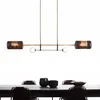 Modern dining table chandelier wrought iron glass dimmable decorative light conference room lighting