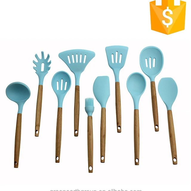 High quality food grade 10-piece colored Silicone kitchen utensils for utensil set