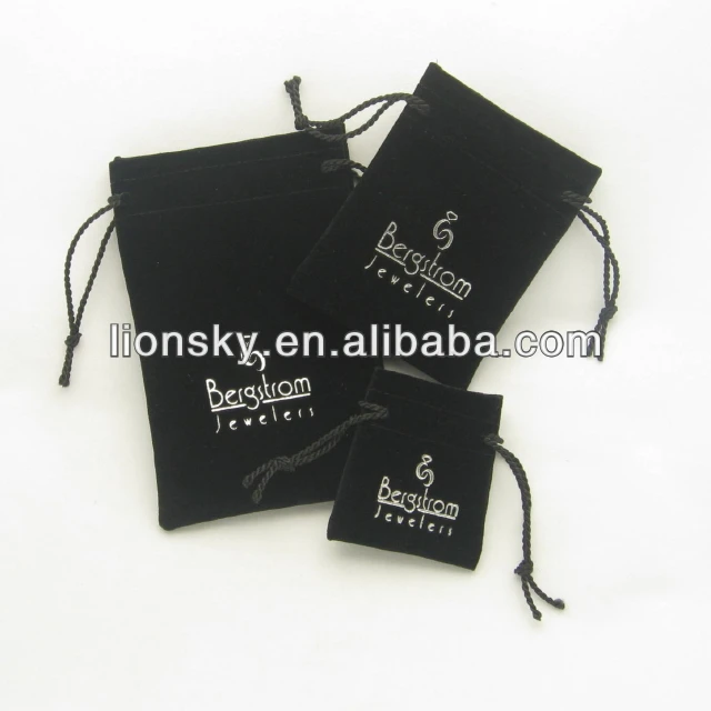 black suede with double drawstring gift bag,jewelry pouch bag