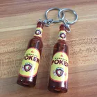 plastic mini LED bottle shaped keychain ,projector logo key chains,beer drinking promotion items