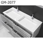 GM-2077 white double hand wash basin solid surface artificial stone wall-hung basin for bathroom sink
