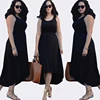 Round Neckline Sleeveless Ruched Flare Hem High-Low Cut Out Hemline Plus Size Dress Casual