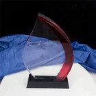 Price Engraved Trophy Custom Made K9 Glass Award Factory Price Engraved K9 Crystal Trophy Red And White Crystal Trophy