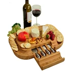 Bamboo Cheese Cutting Board Set low MOQ With 4 Knives Tools Set