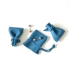 Free sample custom logo printed velvet jewelry pouch pocket satin inside with drawstring