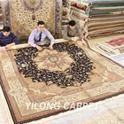 YILONG 9'x12' Blue oriental area rugs hand knotted pure silk iran handmade carpet