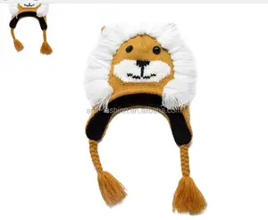 latest baby kids funny animal lion cartoon wool winter hats