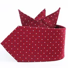 Custom logo business men uniform and suit silk fabric woven jacquard red tie set with gift box