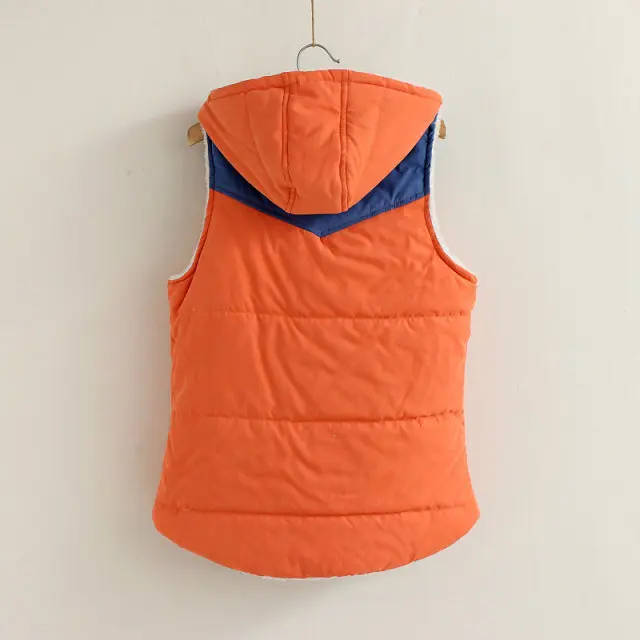 2014 new fall and winter hooded cotton vest with Japanese models hit the color sherpa cotton vest for women factory direct