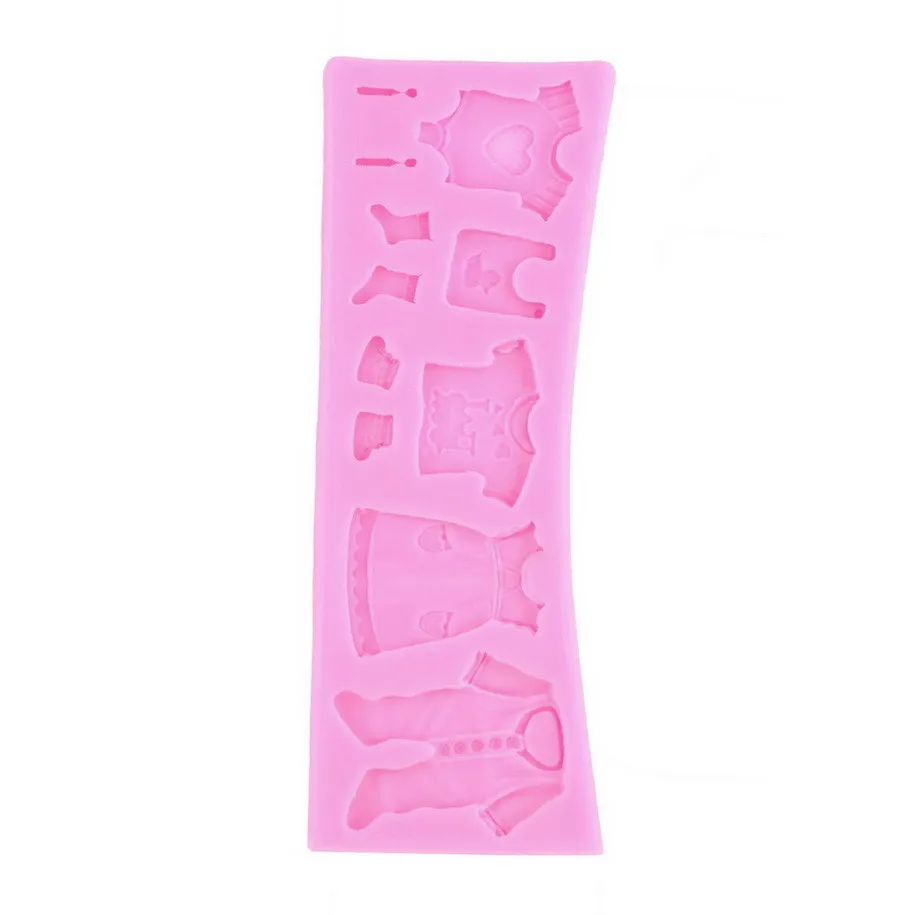 1 PC 2015 Pop 3D Baby Clothes Shower Silicone Mould Fondant Kitchen Cake Mold for Chocolate Baking Tool