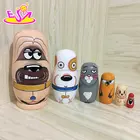 Dolls For Customize 6 In 1 Cartoon Wooden Ssian Nesting Dolls Toy For Children W06D100