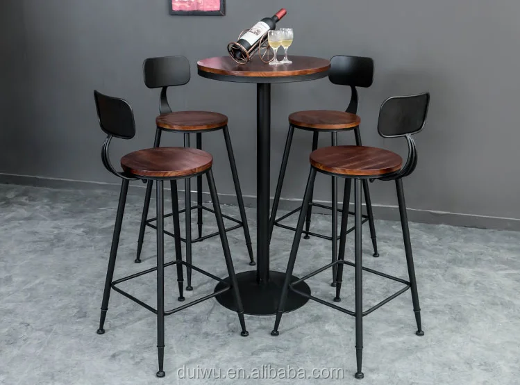 wood bar chair and table set
