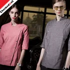 Latest fashion clothes cotton restaurant coat , wholesale kitchen jacket unisex functional hotel staff uniform