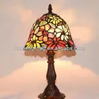 TFD-3620E small 8'' tiffany antique table lamp with oiled stained glass shade for hotel bedside lighting