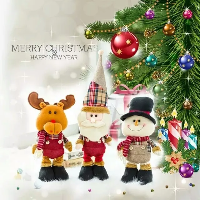 santa claus toy dolls christmas extendable snowman elk figures