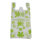 Logo Customization Bag With Laminated Material Plastic T- Shirt Shopping Bag With Green Printing