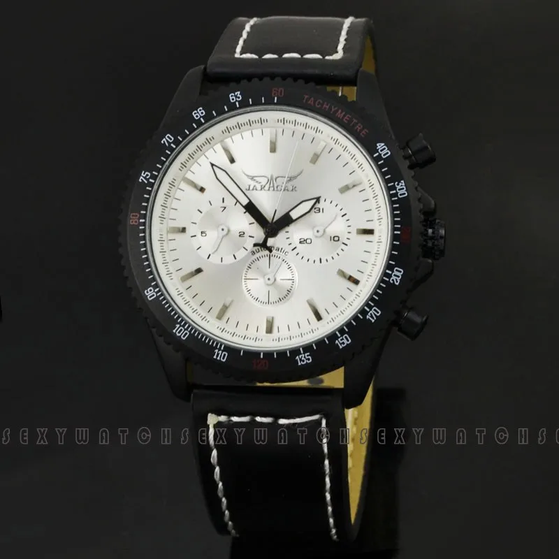 JARAGAR Brand Elegant Automatic Mechanical Watch 6 Hands Mens Watches Famous Wristwatch Leather Strap Relojes De Marca
