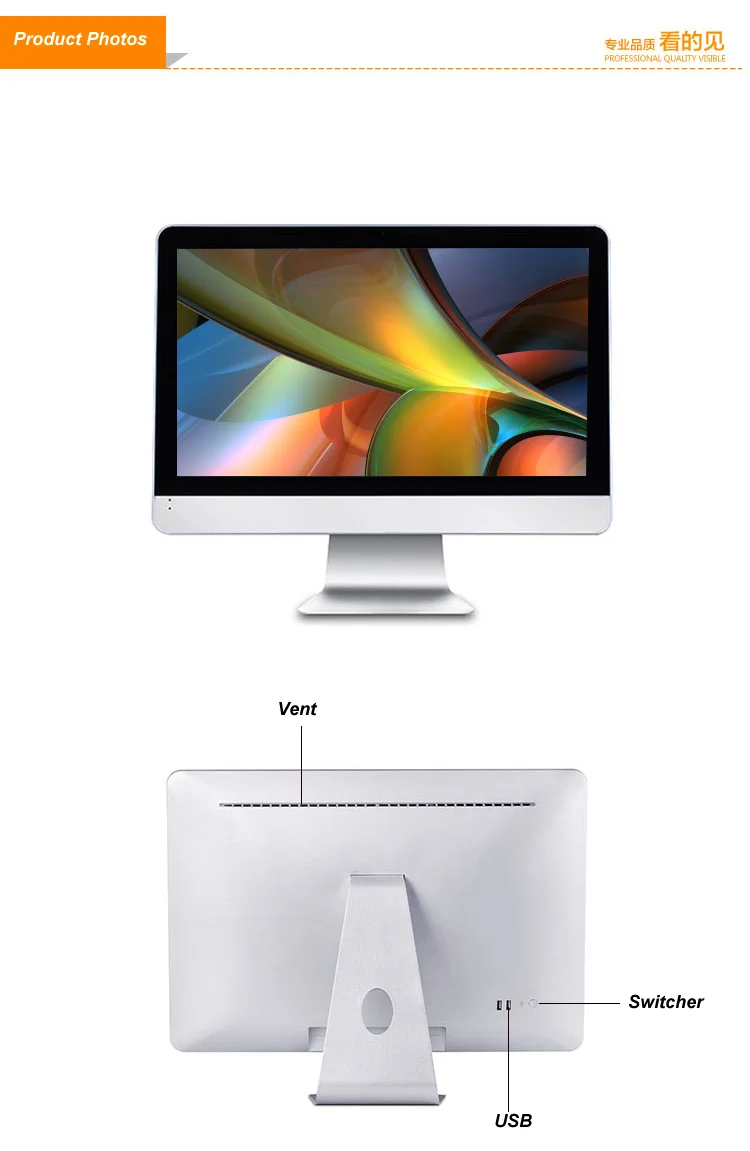 support OEM 23.8\" Intel core quad core i5-4590 1080P all-in-one PC 4GB 500GB/1TB desktop laptop computer all in one pc