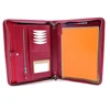 Card Holder Zipper Closure A4 PU Folder Red Color